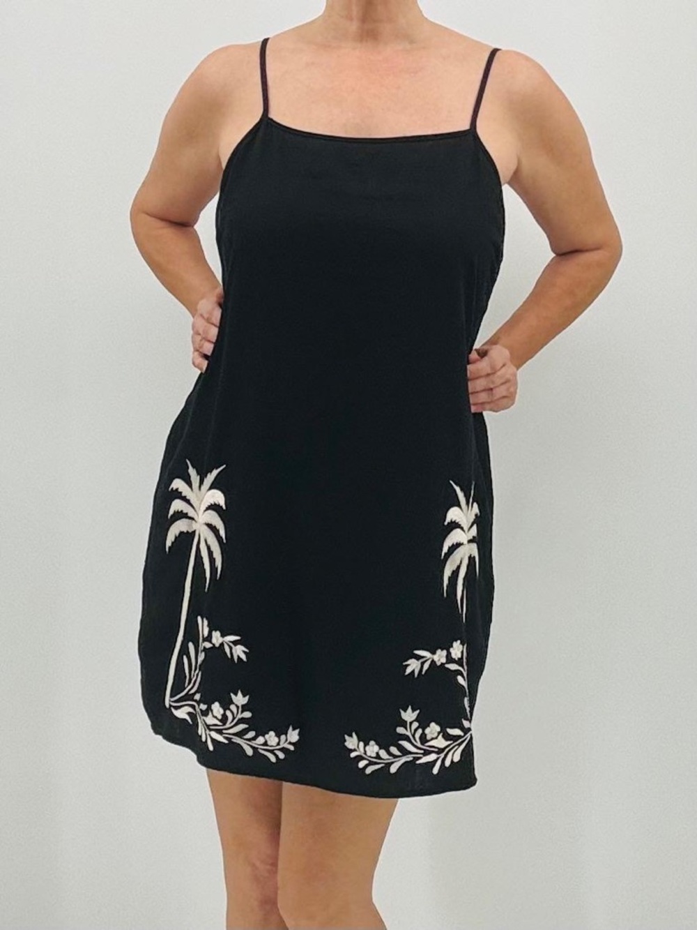 Calypso St. Barth Coastal Chic Boho Linen  Embroidered Tropical Print Mini Dress - Picture 14 of 14